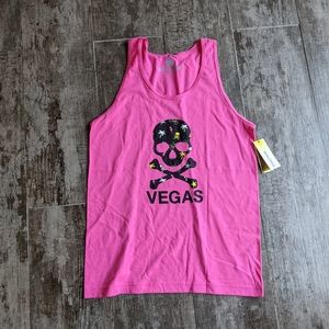 SOULCYCLE Hot Pink Skull Vegas Muscle Tank